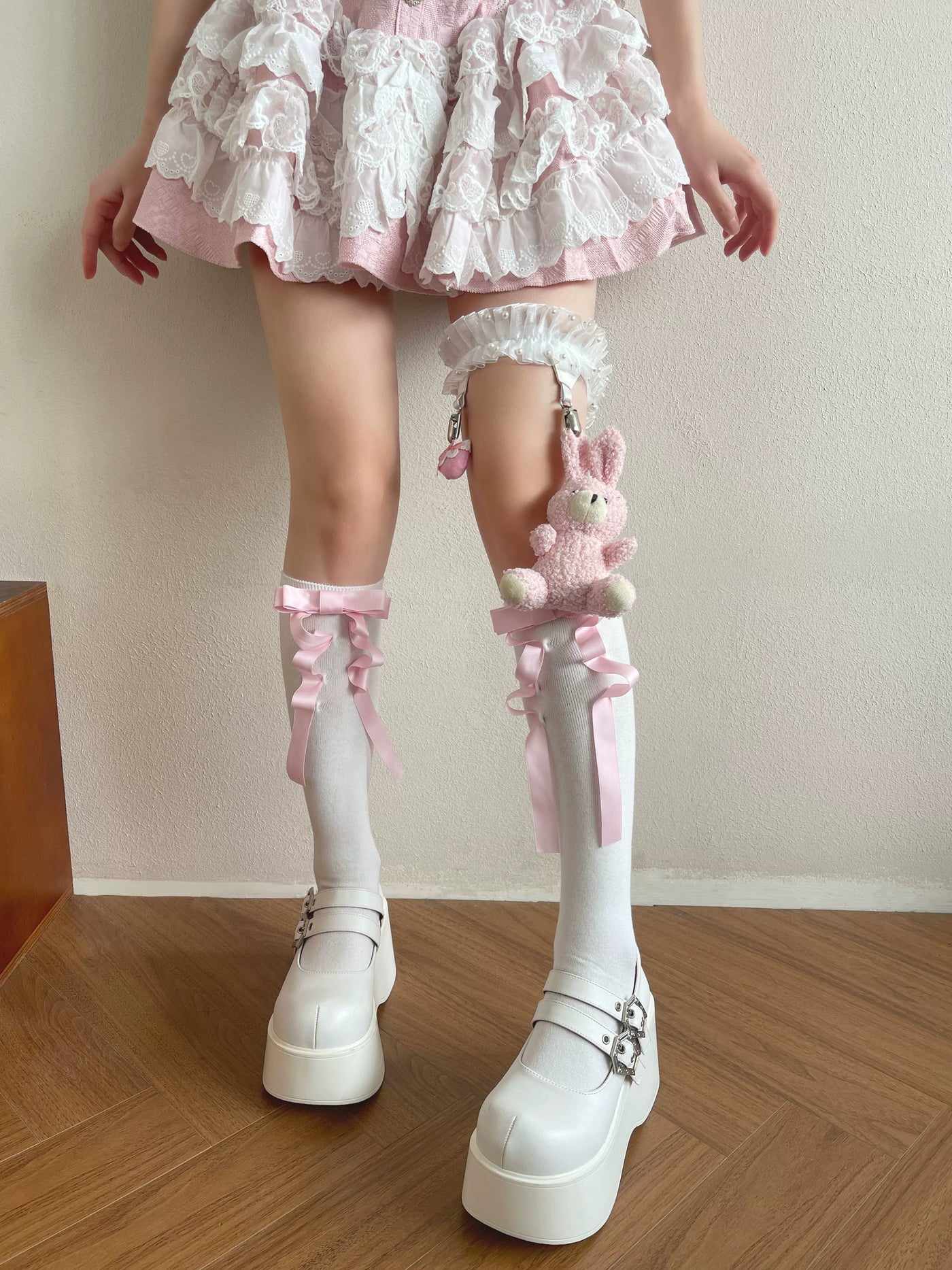WAGUIR - Sweet Lolita Calf Socks - Doll Leg Garter, Little Rabbit & Bows Socks