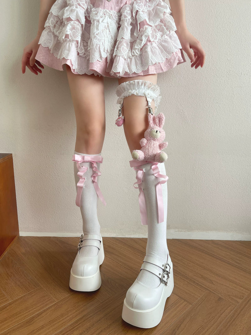 WAGUIR - Sweet Lolita Calf Socks - Doll Leg Garter, Little Rabbit & Bows Socks