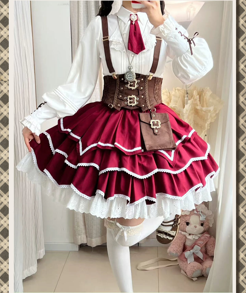 Little Red Riding Hood Steampunk Christmas Lolita Outfit — style overview
