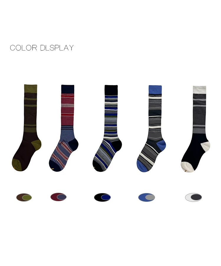 White Socks - Retro Color-Block - Mid-Calf Striped Socks in Single or Multi-Pair Packs