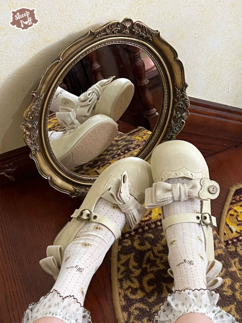 Sheep Puff Bear Room 1.0 Lolita shoes featuring cute bear and puff details, perfect for fashion-forward outfits.