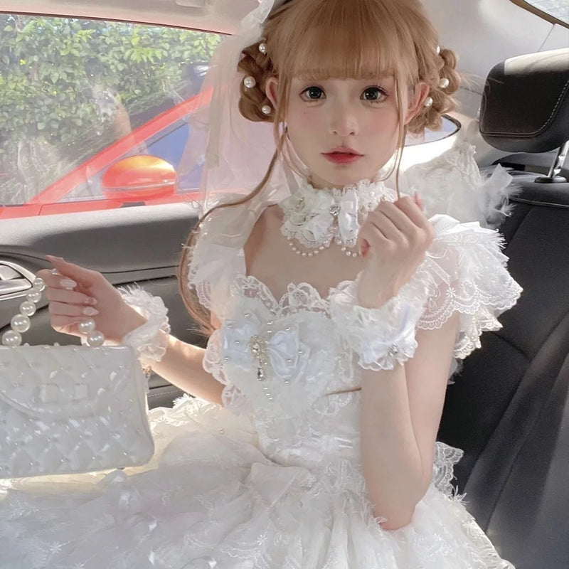 Xiao Yuyu - Feather Ballad - Bridal JSK Dress with Layered Lace Ruffles