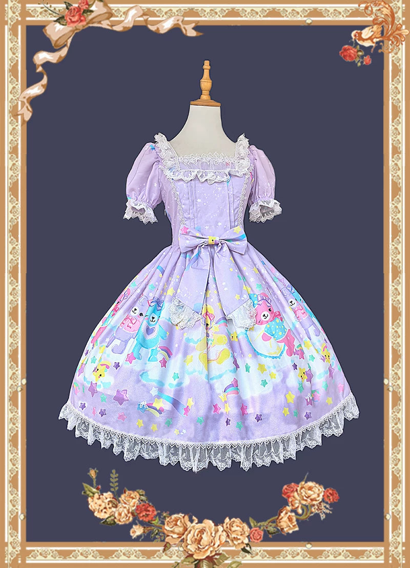 Infanta - Sleepy Bear - Printed Chiffon OP & JSK
