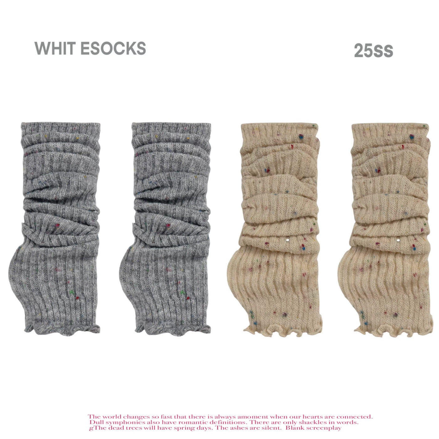 White Socks - Colorful Dot Knit - Slouch Leg Warmers with Colorful Dots