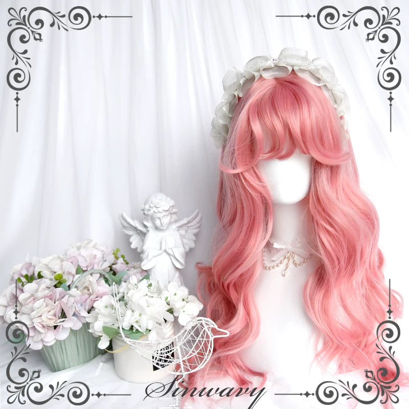 Peach pink curly Lolita wig - view 4