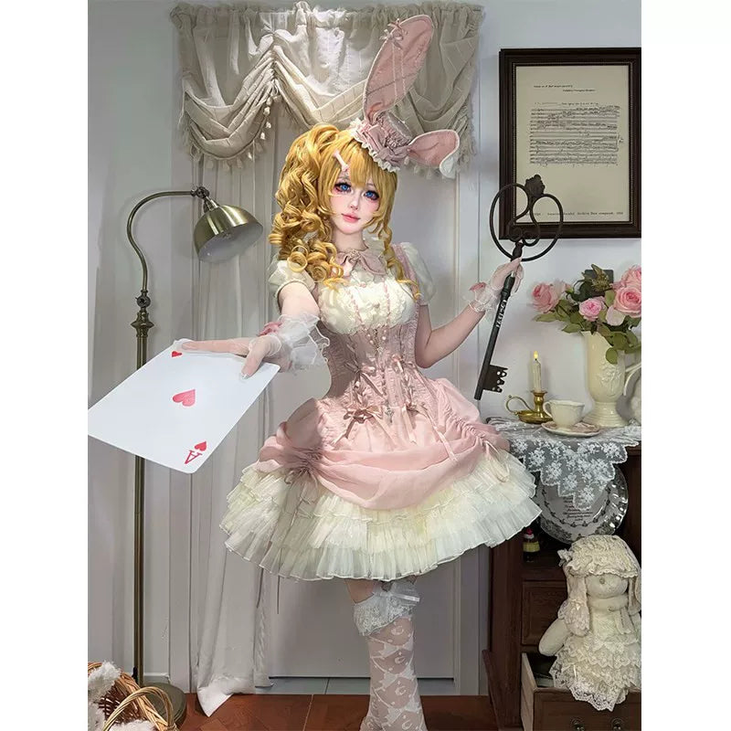 Creamy - Pink Bunny - JSK Dress Set with Inner Top