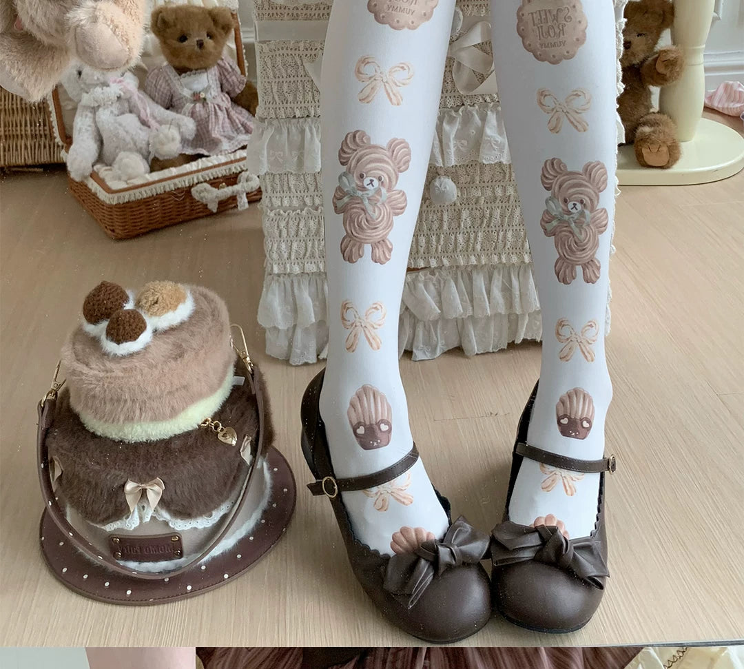 roji roji - Little Bear Cookies - Printed Tights with Teddy-Bear Motifs