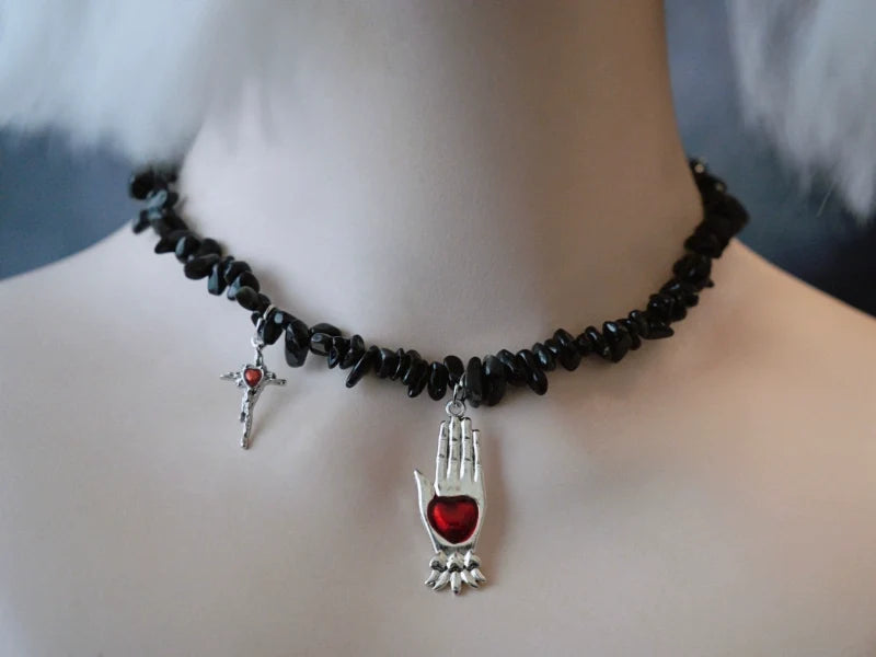 Strange Sugar - Handmade Gothic Lolita Choker - Multiple Pendant Neckwear