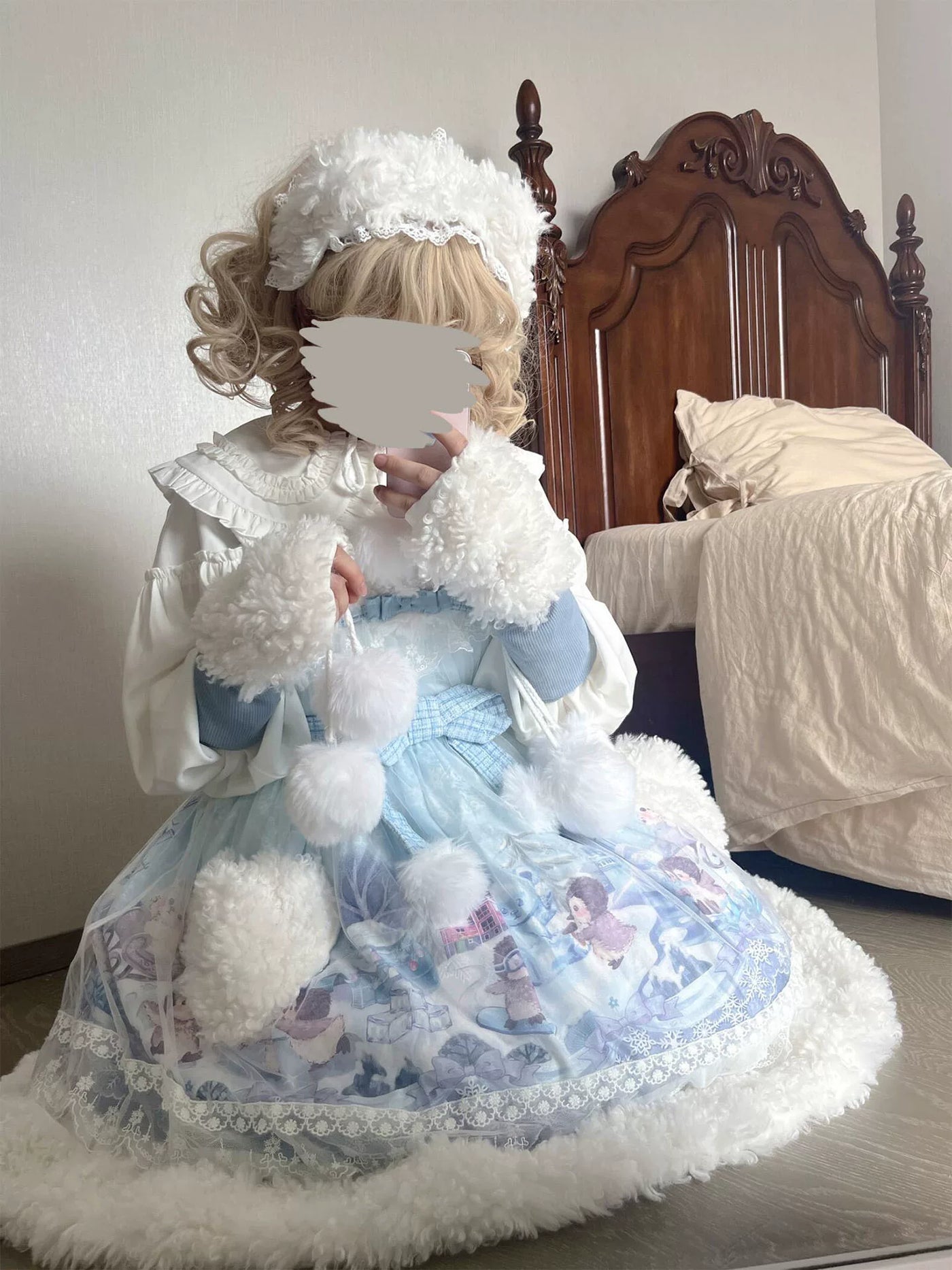 Dream Bunny - Penguin Snow Treasure - Penguin-print JSK with plush trim