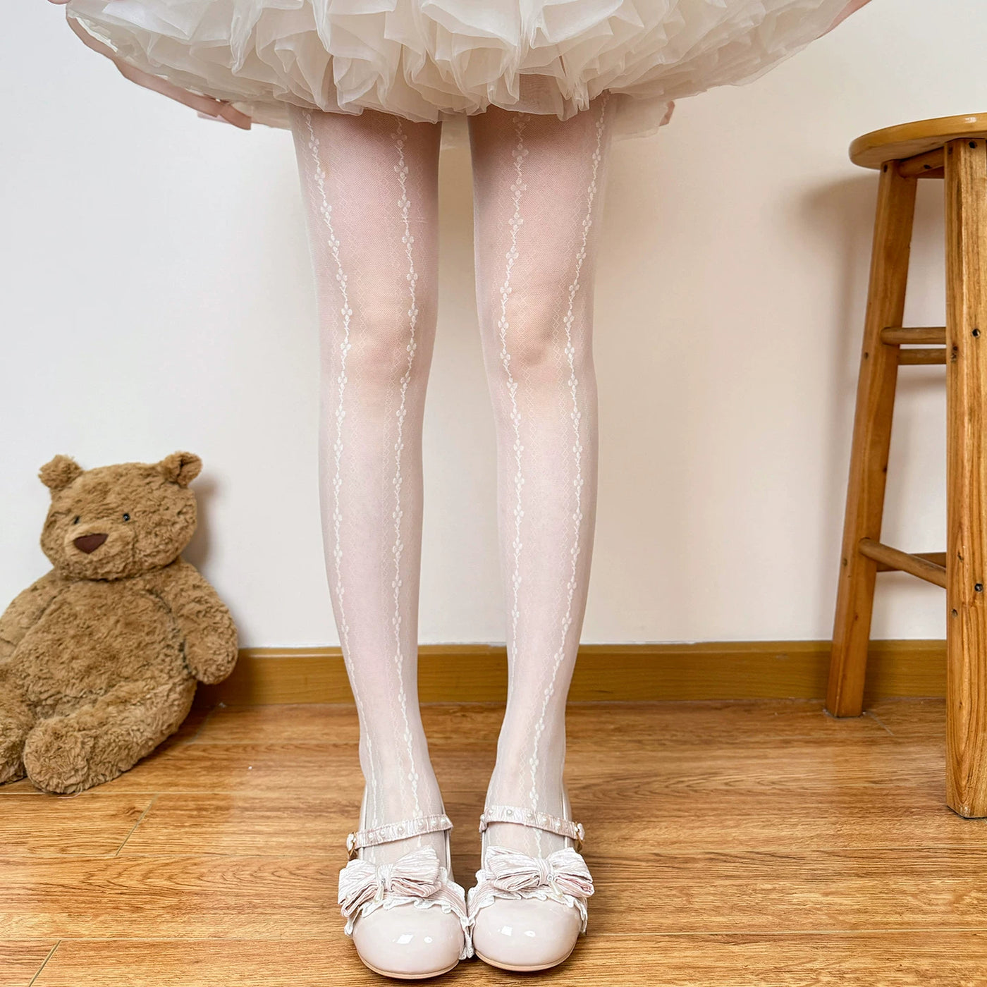Chubby Bear Tales - Ballet Bow Collection - Tights with Decorative Bow and Motif Variations