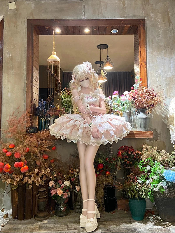 Creamy - Pink Ballet Doll - JSK with a tiered lace-trimmed skirt