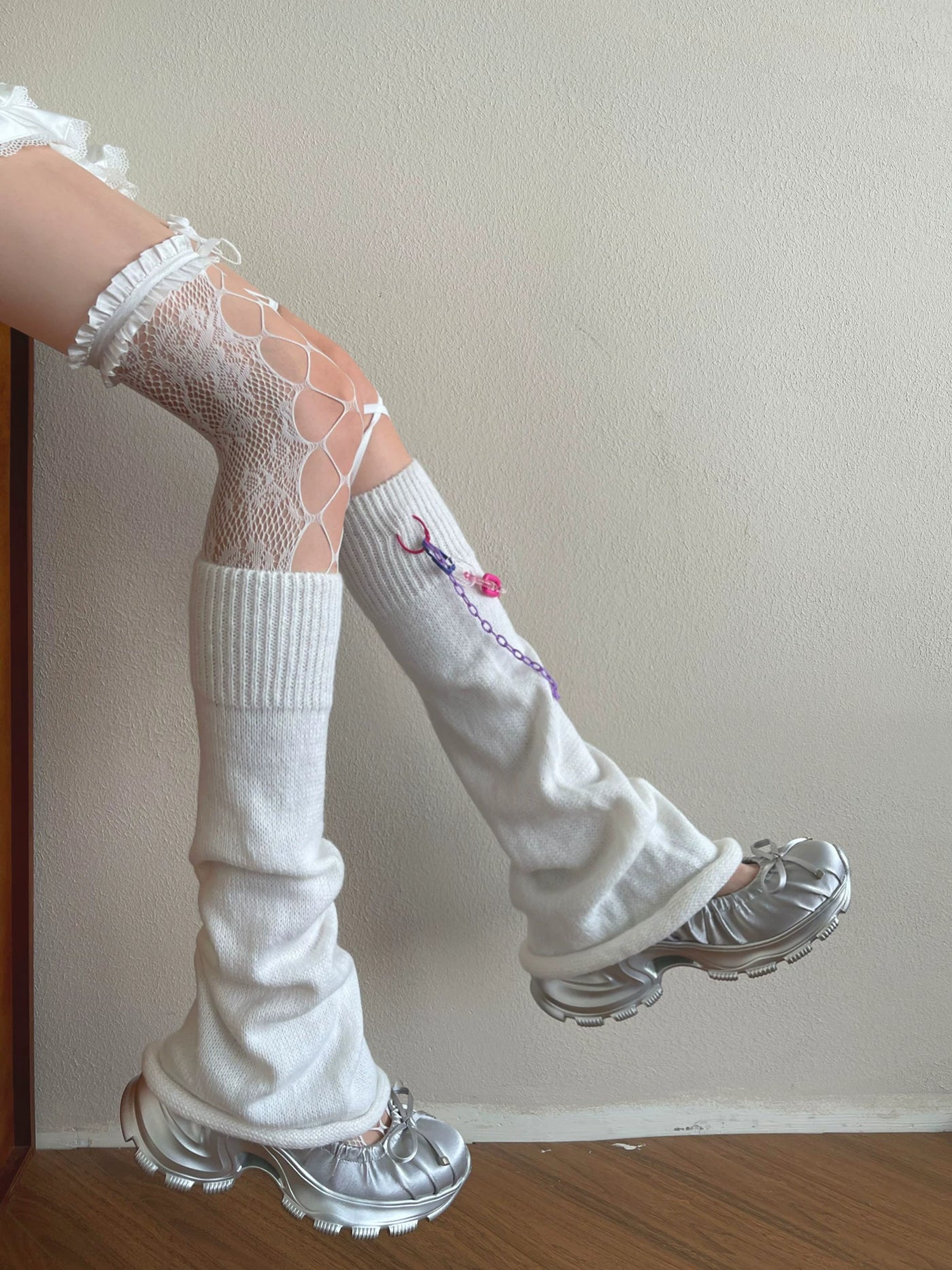 Sock Noble - Punk Layering - Lolita sock covers with lace straps and flared cuffs