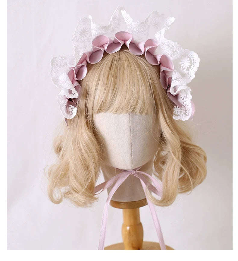 Xiaogui - Sweet Lolita Headdress Pink - Handmade Christmas Accessories Headwear