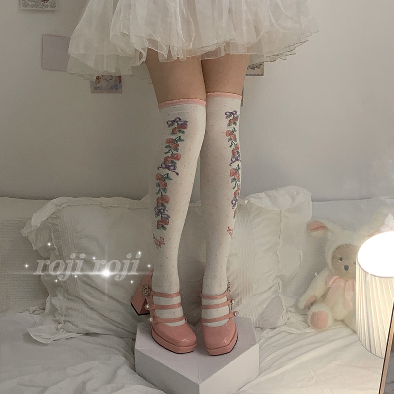 Autumn Sweet Lolita Cotton Thigh-high Socks bean paste over-the-knee socks One Size