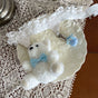White-blue strawberry bear clip ring, one piece / One Size