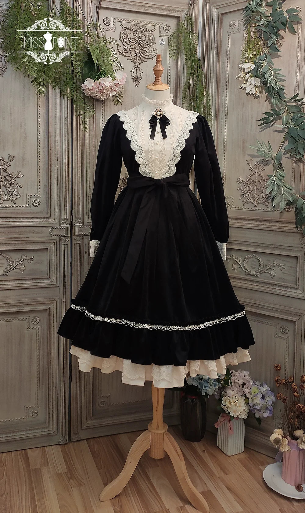 Miss Point - Customized Lolita Dress Vintage Elegant Velvet OP Dress (2XL L M S XL XS) 32520:391664