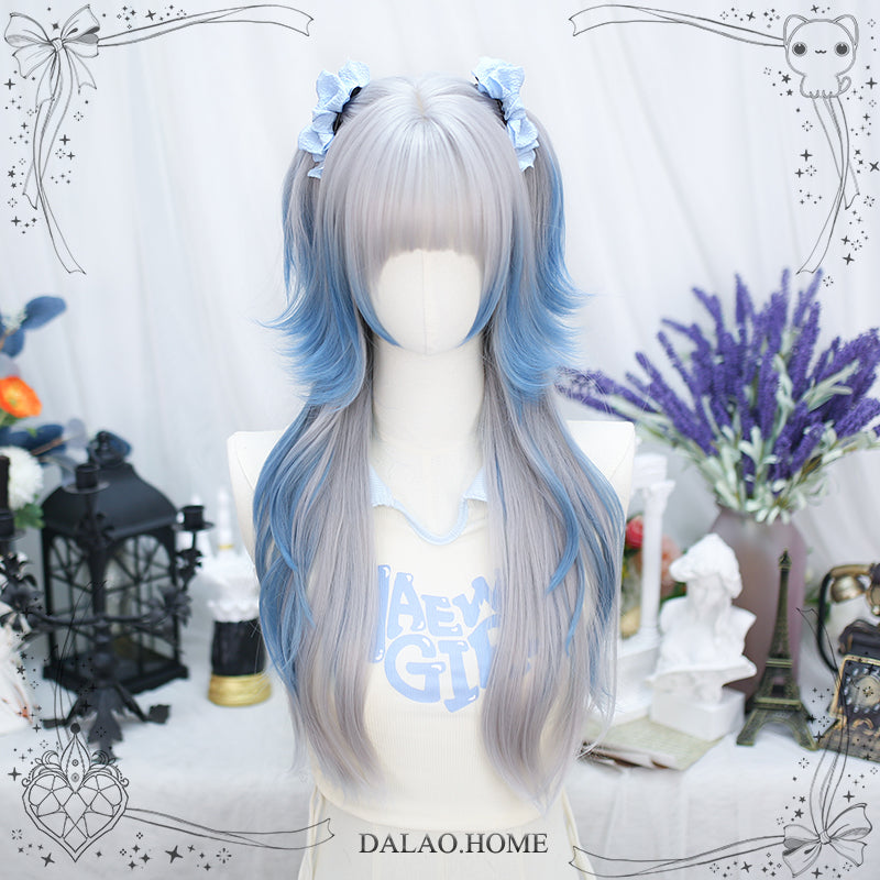 Dalao Home - Dalao - Natural Lolita Long Curly Gray Blue Wigs