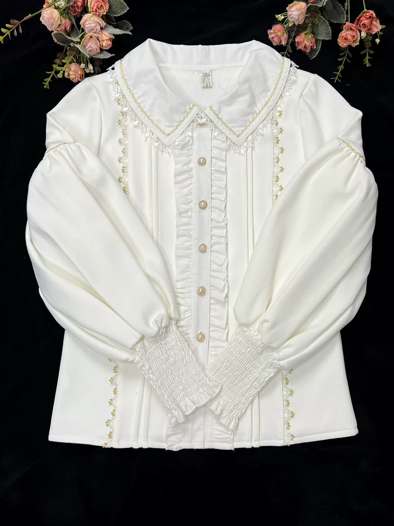 Classic Lolita Peter Pan Collar Fleece-Lined Blouse — additional product view