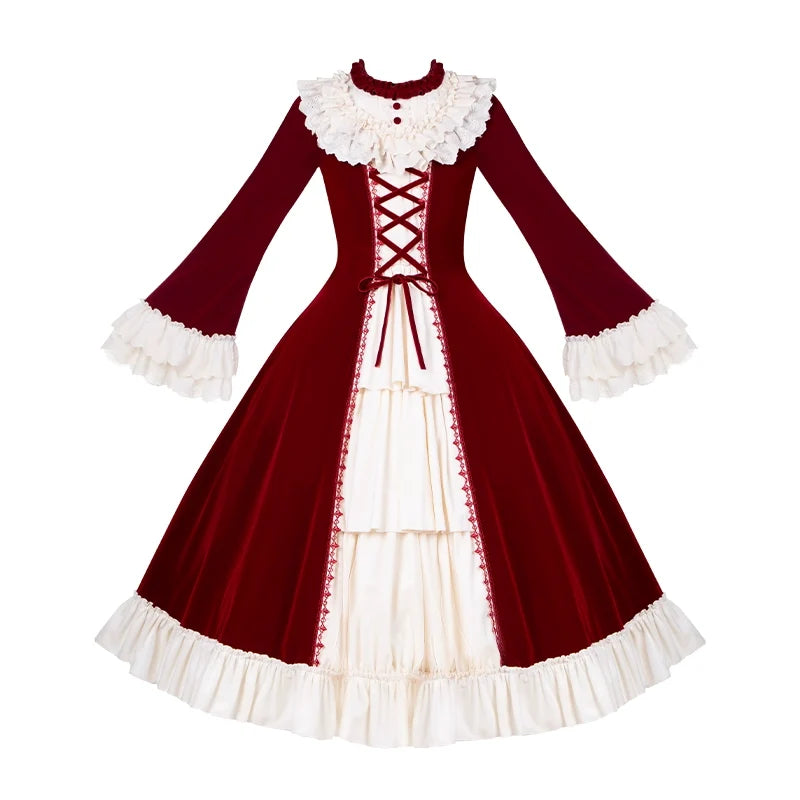 The Nutcracker - Winter Classic Lolita OP Dress, Front Opening Red OP Only S