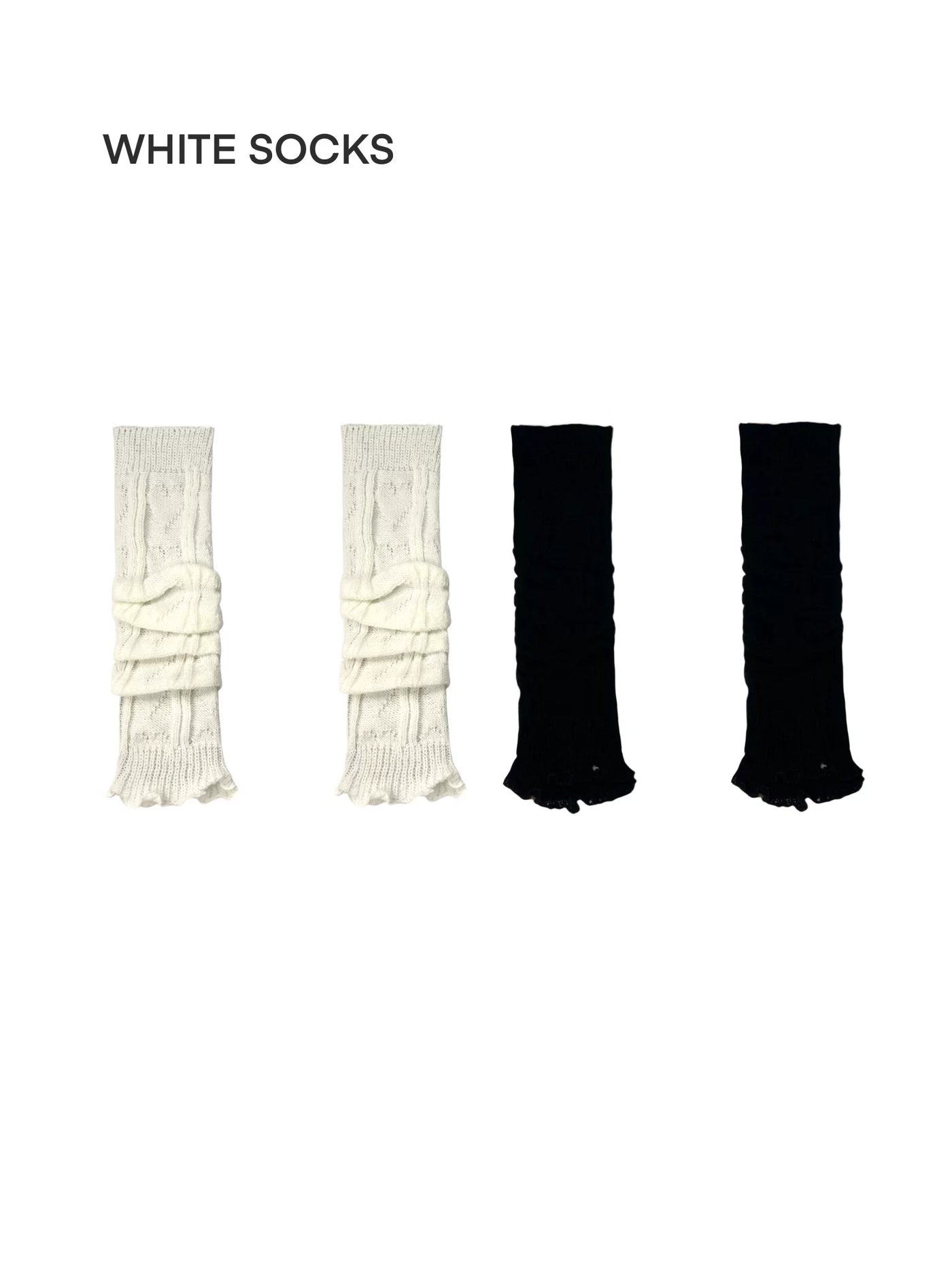 White Socks - Ribbed Slouch - Mid-Calf Slouch Socks with Flared Cuffs