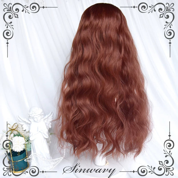 Dark orange-red brown curly Lolita wig - view 1