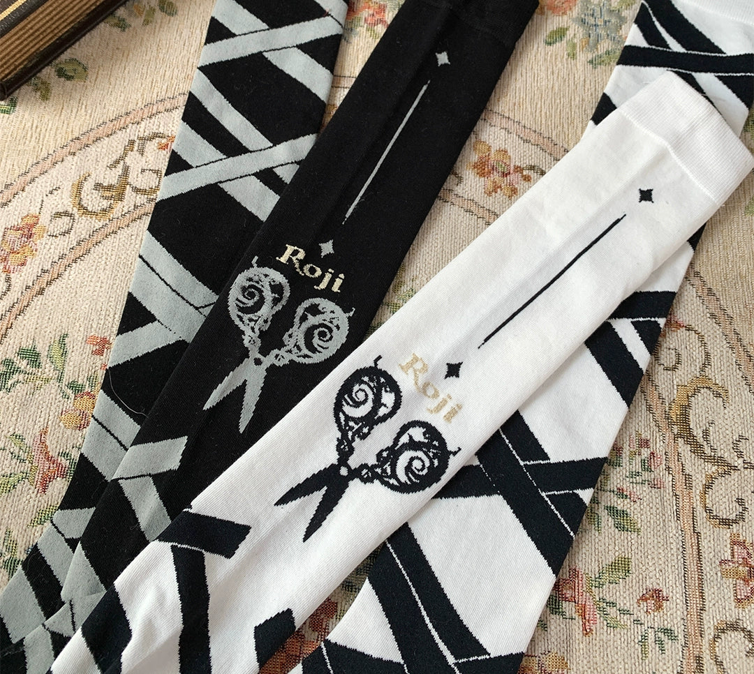 Roji Roji - Gothic Lolita Over-Knee Socks - Scissors Print Socks