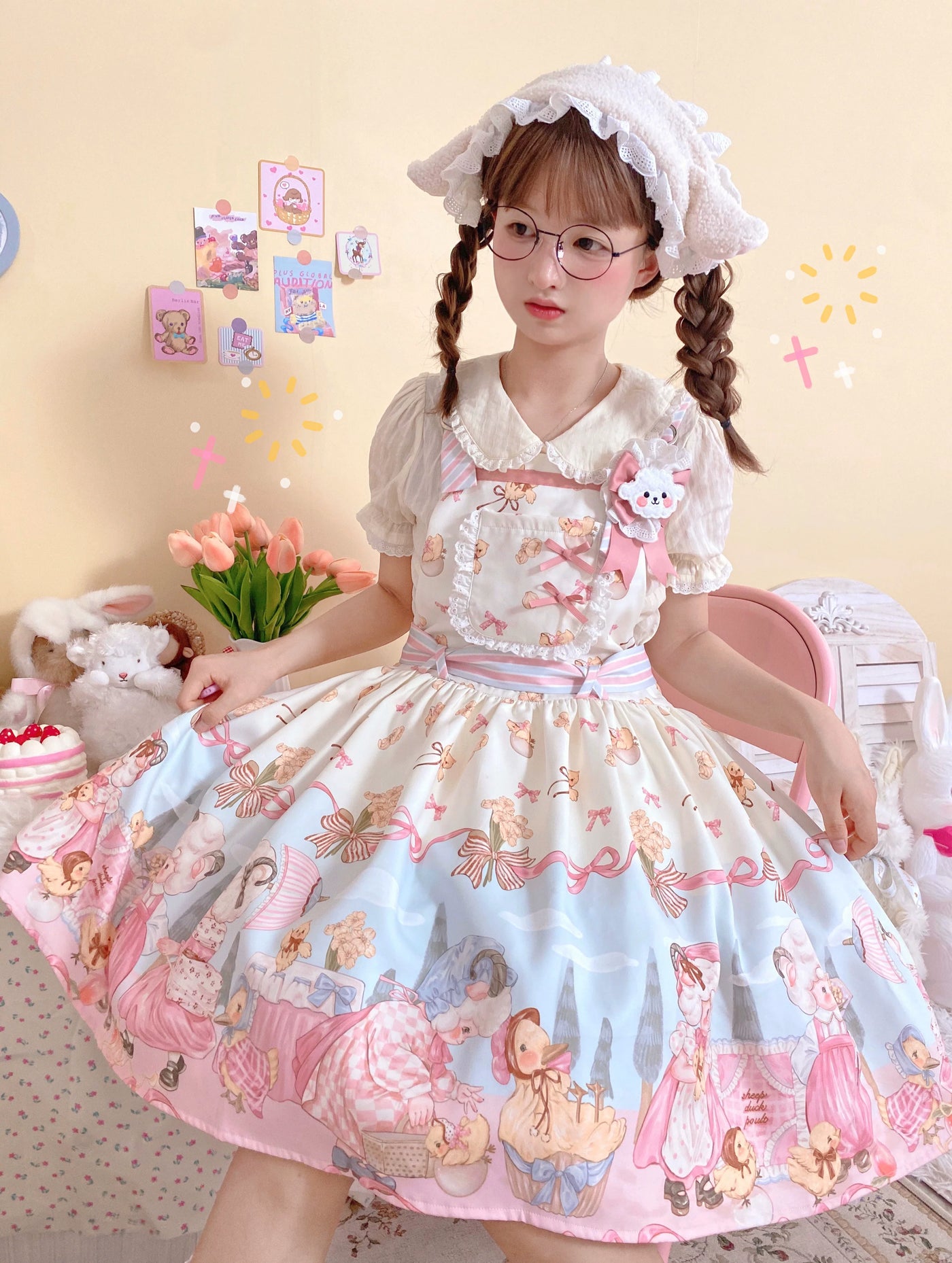 Cat Upon Cat - Sweet Lolita Coordinating Blouse - Cotton blouse