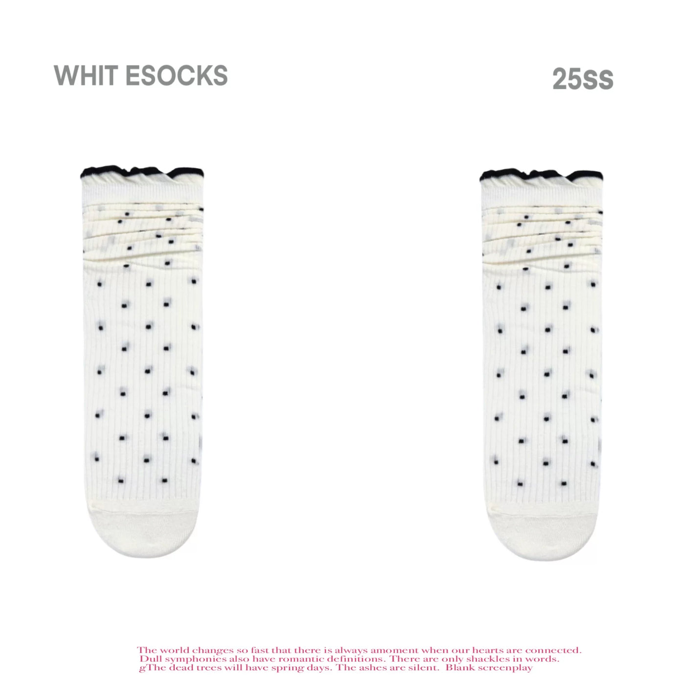 White Socks - Fine Polka Dot - Mid-Calf Socks with a Scattered Dot Motif