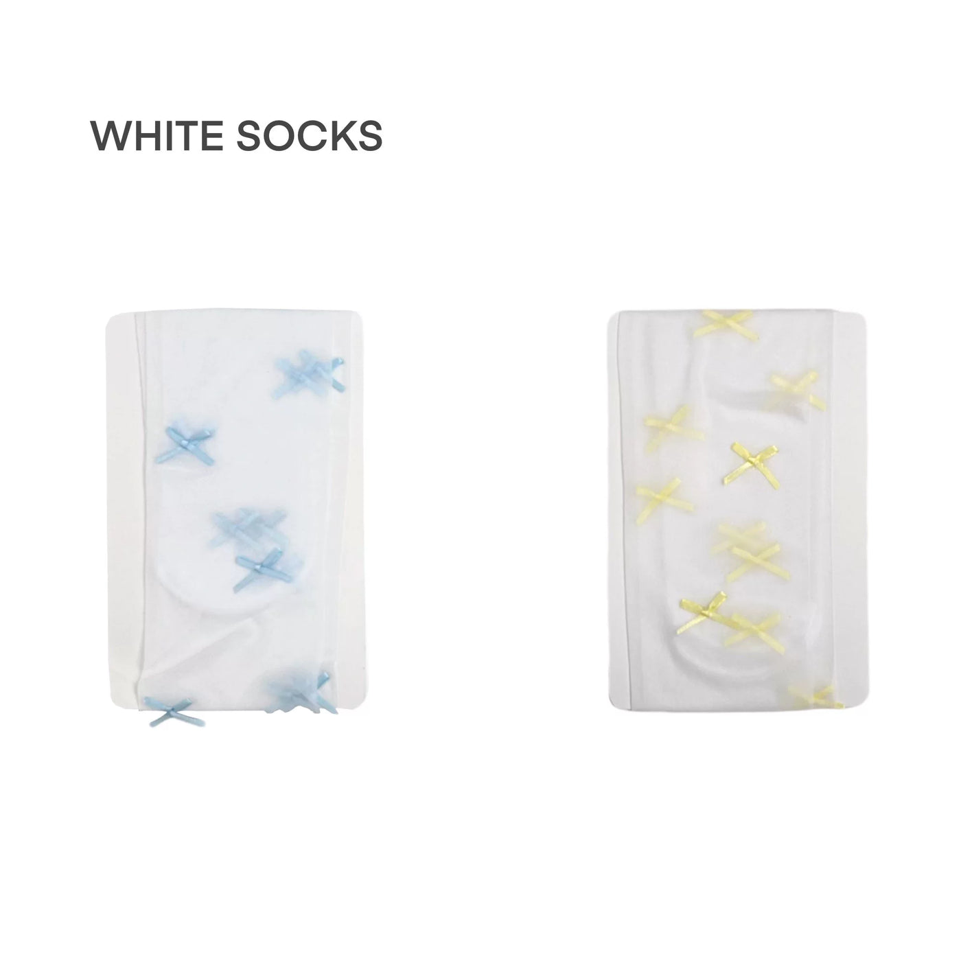 White Socks - Ballet Bow - Blue, White and Pastel Bow Tights with Lace Frills