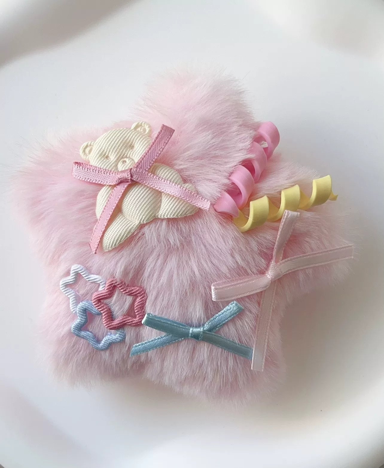 Golden Pikaka - Fluffy Star and Heart Charms - Brooch Hair Clip or Hanging Charm with Star or Heart Motifs