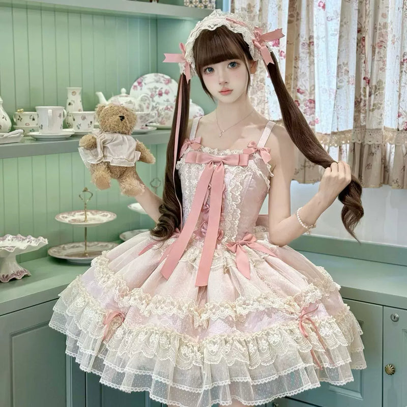 Hanguliang Satin Heart Knot Ballet JSK Dress