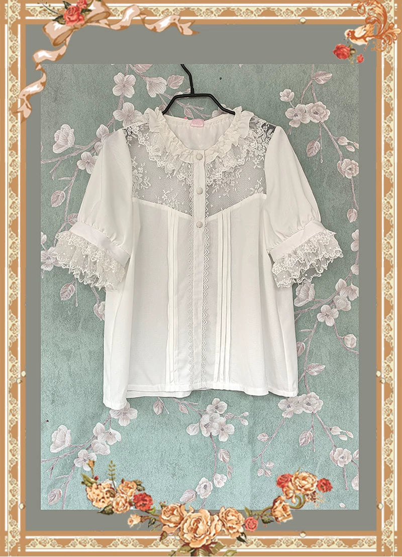 Infanta - Frosted Fruit - Short-Sleeve Lace Yoke Blouse