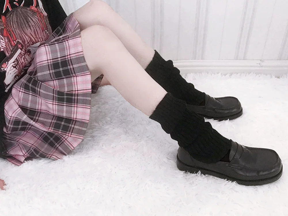 Floral Milk Cat - Ribbed Scrunch - Knit Leg Warmers in 40 cm and 50 cm Lengths