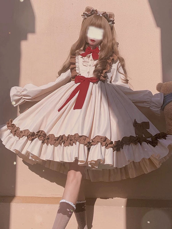 Yueele - Cocoa Cream Autumn - Plus-Size Sweet Lolita OP Dress - front view