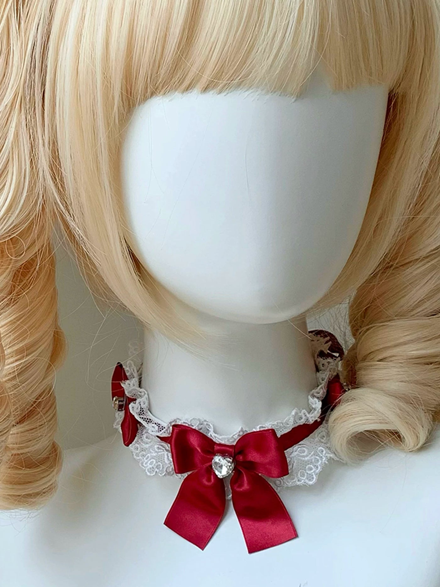roji roji - Sweetheart Ribbon - Choker with Lace Trim and Satin Bows