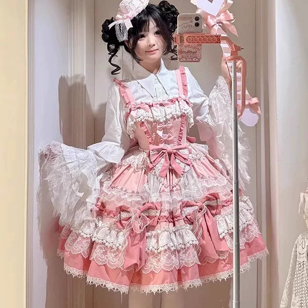 Qianmu Original - Maiden's Whispers - Tiered Sweet Lolita JSK