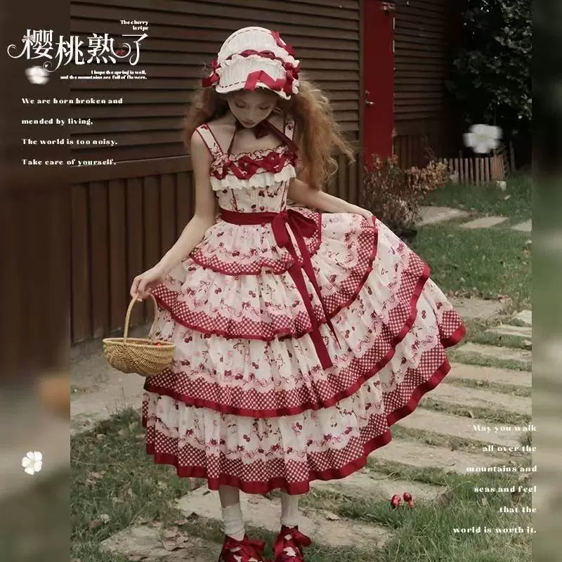 Berry Country Picnic Lolita JSK Dress Set - view 6