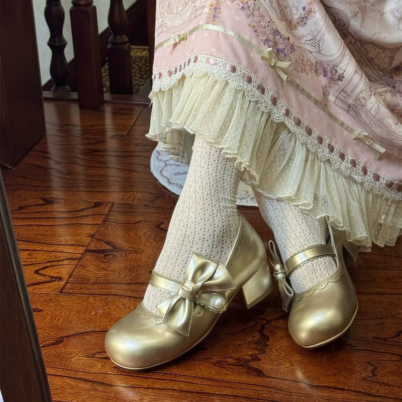 MODO Pearl Heart Knot Round-Toe Lolita Mary Janes – design details – view 4