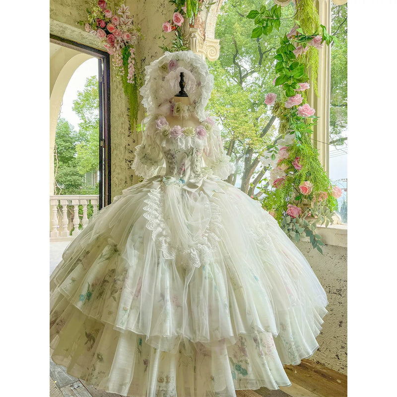 Flora Muse - Spring Rose Bridal Lolita Gown - Ivory formal Lolita