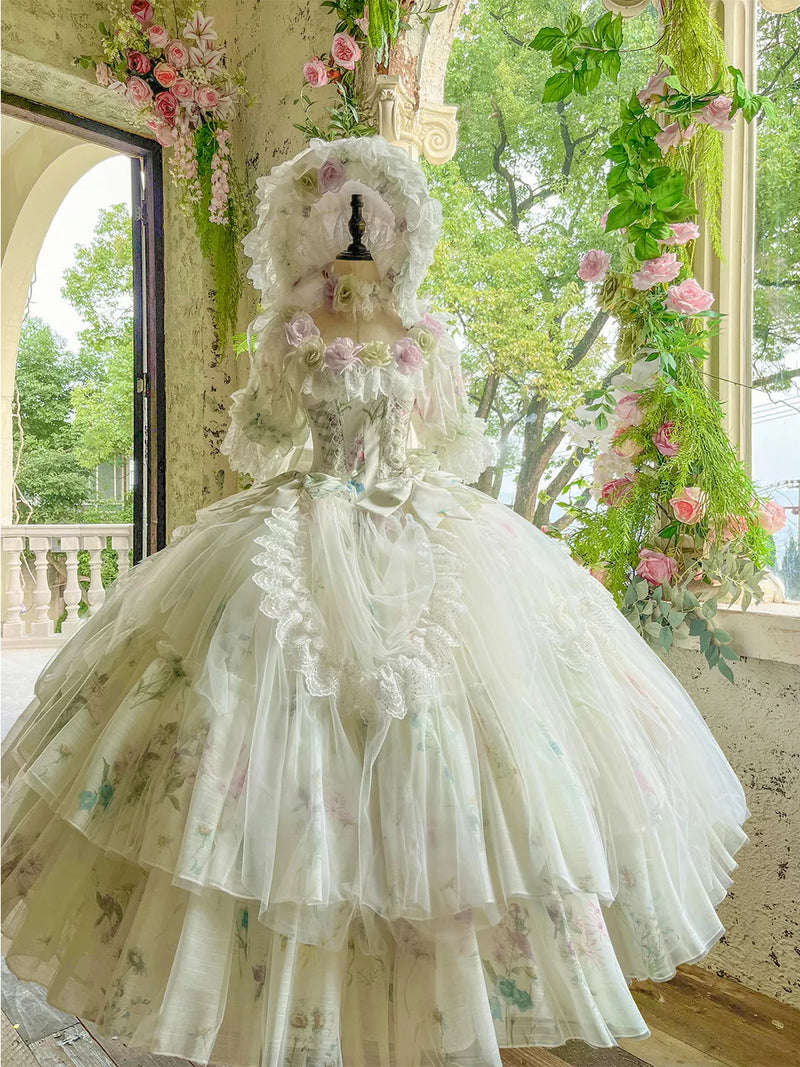 Flora Muse - Spring Rose Bridal Lolita Gown - Ivory formal Lolita