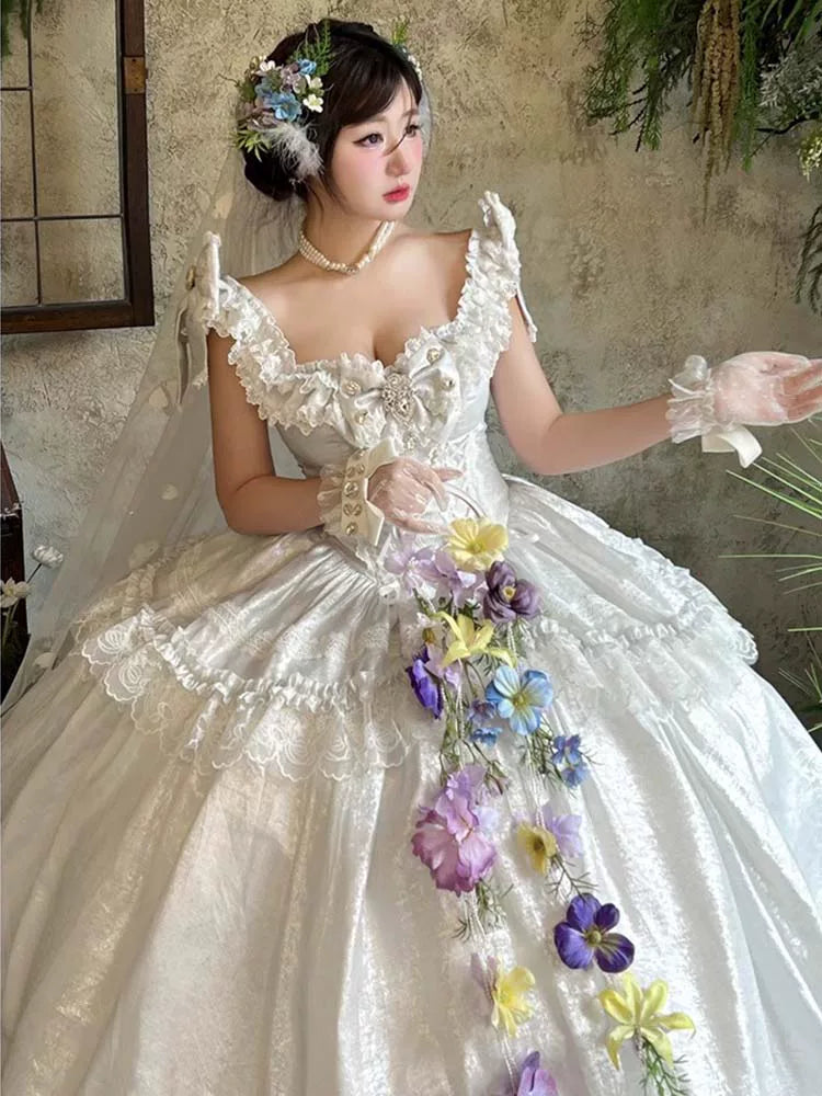 Flora Muse - White Moonlight Lover Lolita Gown - Pink