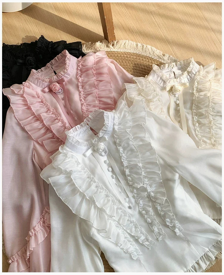 With PUJI - Miss Laura - Versatile Classic Lolita Blouse, Lattern Sleeves