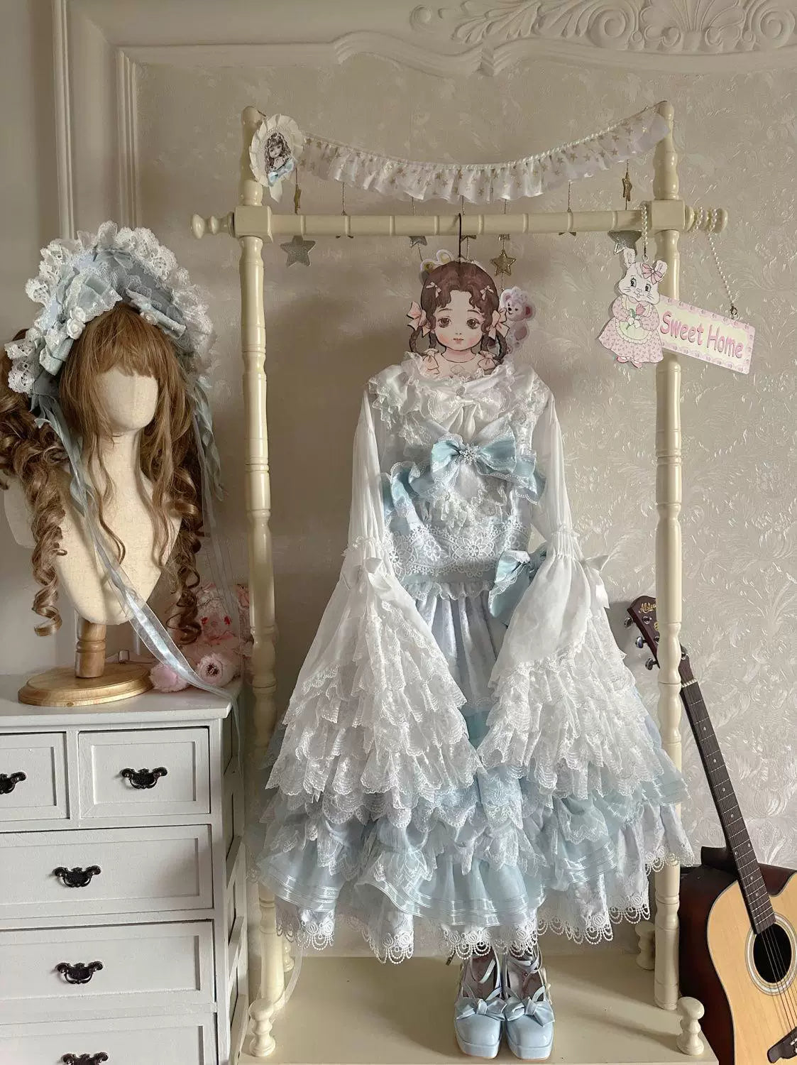 Sweetheart Dream Machine - Princess Sleeve - Chiffon Blouse with Layered Lace Ruffles