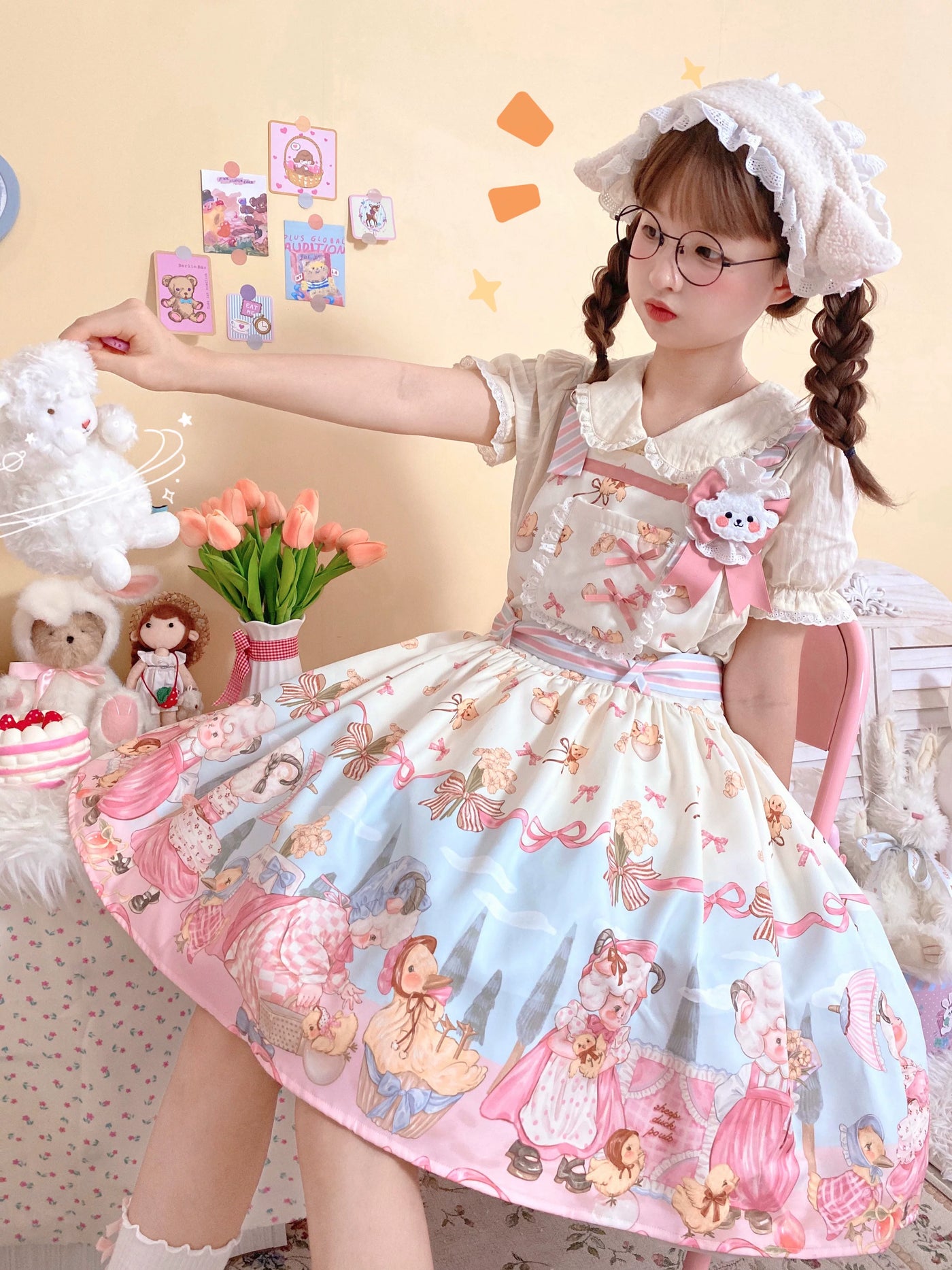 Cat Upon Cat - Sweet Lolita Coordinating Blouse - Cotton blouse