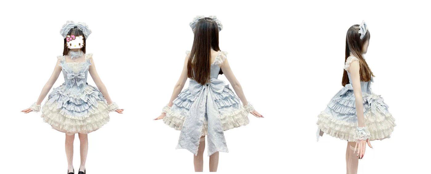 Alice - Dream Bouquet - Lolita Skirt with Tiered Ruffles and Optional Train