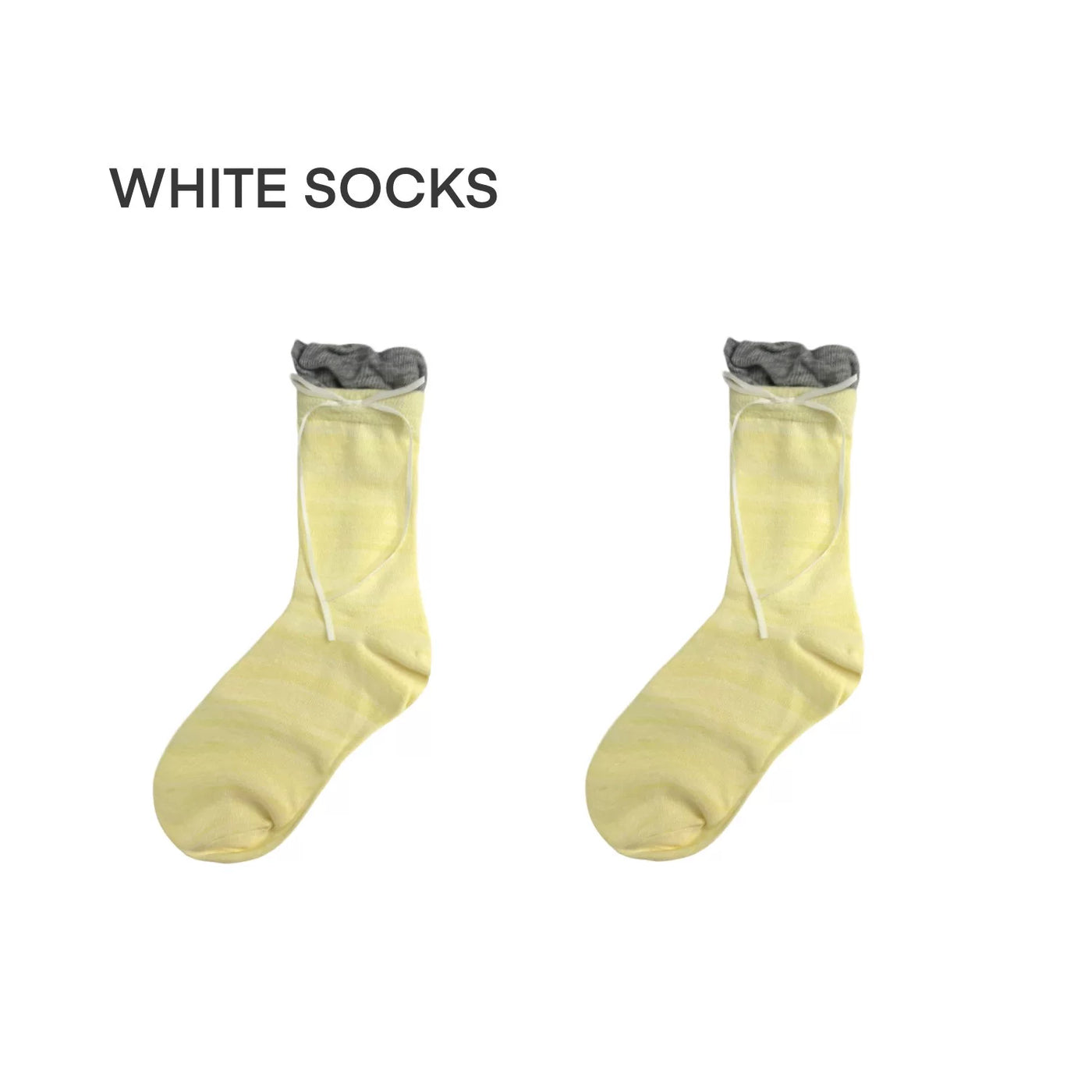 White Socks - Ballet Bow - Faux-Layered Calf Socks with Bow Ties