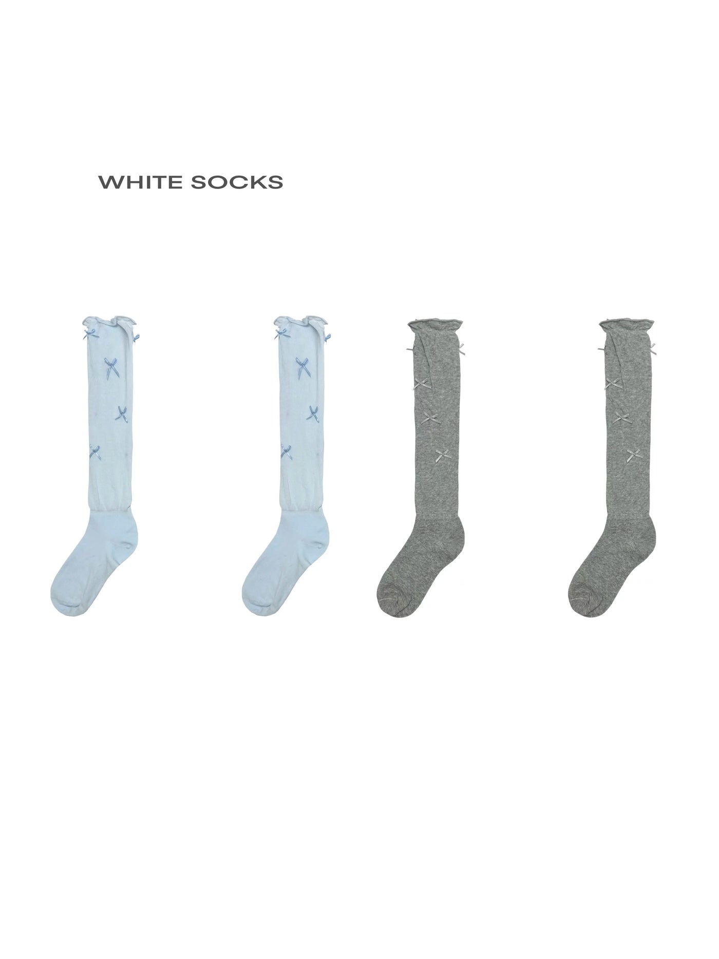 White Socks - Ballet-Inspired Bow - Lightweight Mid-Calf Slouch Socks with Bow Details