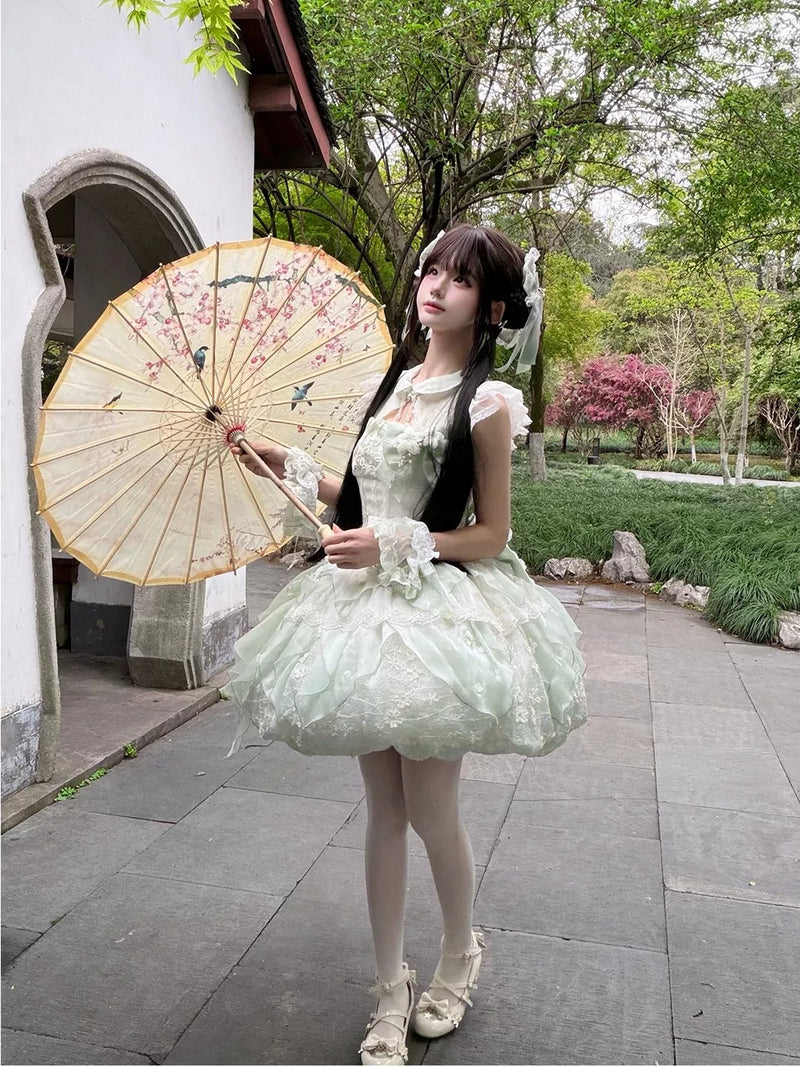 Creamy - Chinese-Style Princess - Green JSK Full Set with a Bubble Skirt