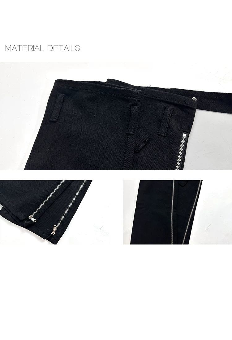 White Socks - American Retro Y2K - Black Leg Warmers with Buckle Straps