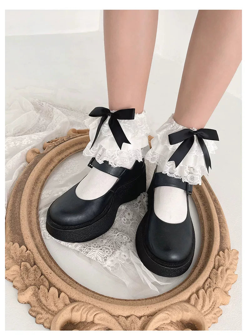 Sock Noble - Bow Lace - Short Socks with Lace Cuffs
